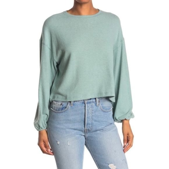 NWT Elodie Mint Brushed Knit Long Sleeve Crewneck Top Large - Picture 1 of 11